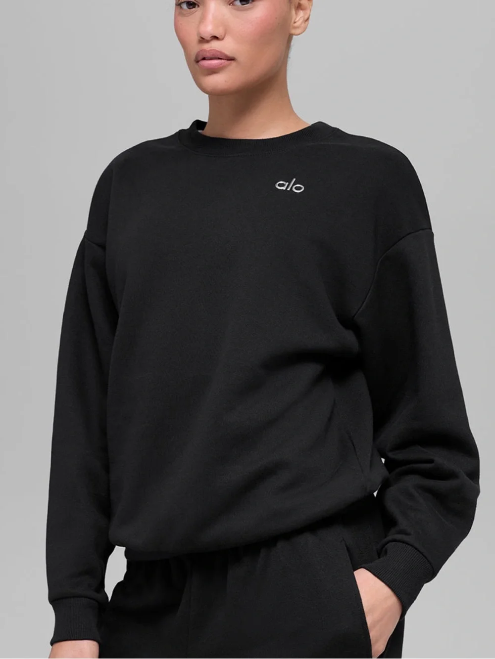 ALO Black Crewneck Sweater-Black Small